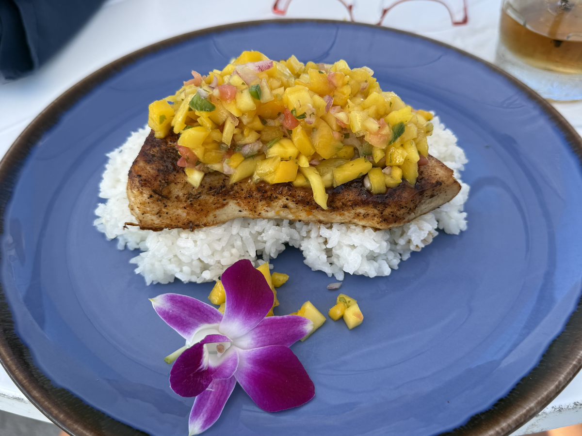 Grilled mango swordfish